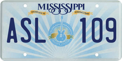 MS license plate ASL109