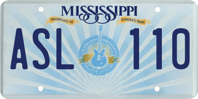 MS license plate ASL110