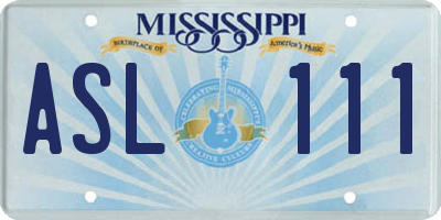 MS license plate ASL111