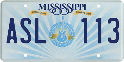 MS license plate ASL113