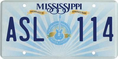 MS license plate ASL114