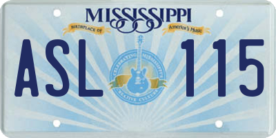 MS license plate ASL115