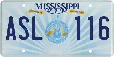 MS license plate ASL116