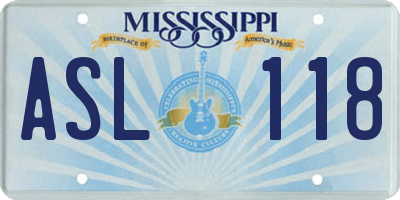MS license plate ASL118