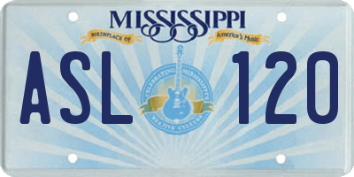 MS license plate ASL120