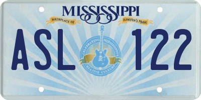 MS license plate ASL122