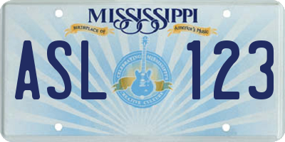 MS license plate ASL123