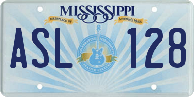 MS license plate ASL128