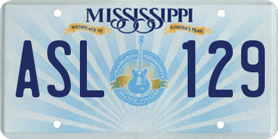MS license plate ASL129