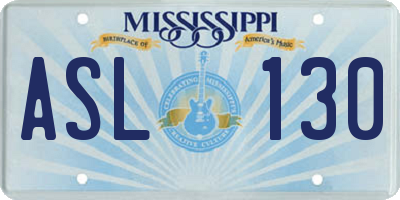 MS license plate ASL130