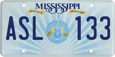 MS license plate ASL133