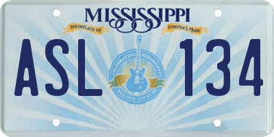 MS license plate ASL134