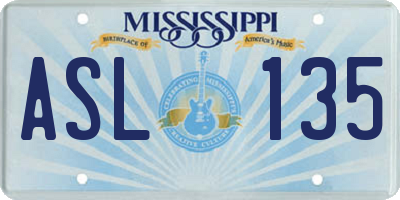 MS license plate ASL135