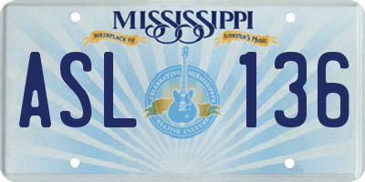 MS license plate ASL136