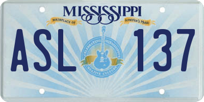 MS license plate ASL137