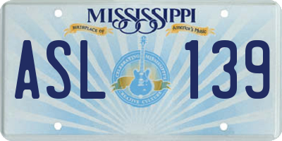 MS license plate ASL139