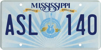 MS license plate ASL140