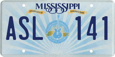 MS license plate ASL141