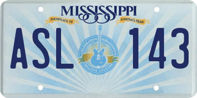 MS license plate ASL143