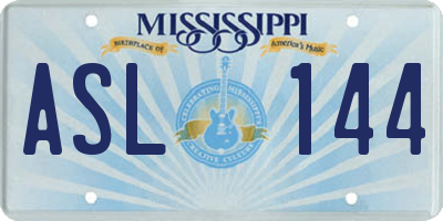 MS license plate ASL144