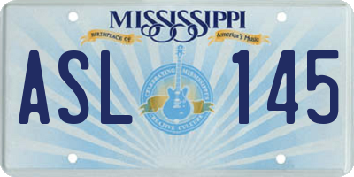 MS license plate ASL145
