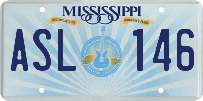 MS license plate ASL146