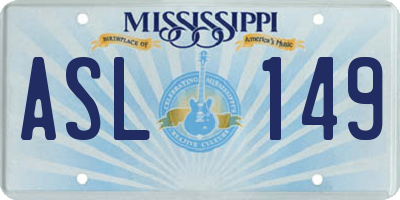 MS license plate ASL149