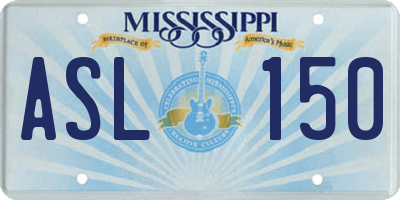 MS license plate ASL150