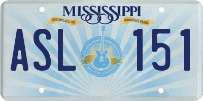 MS license plate ASL151