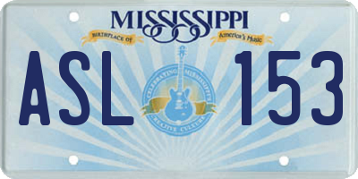 MS license plate ASL153