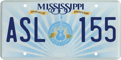 MS license plate ASL155