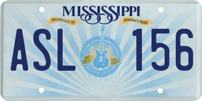 MS license plate ASL156