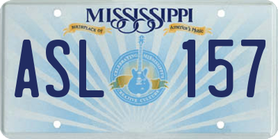 MS license plate ASL157