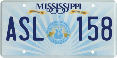 MS license plate ASL158