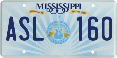 MS license plate ASL160