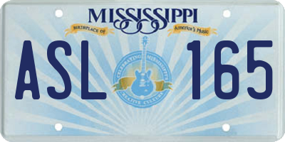 MS license plate ASL165