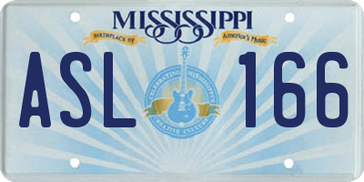 MS license plate ASL166