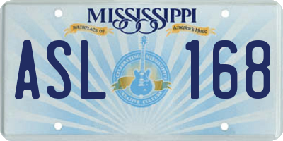 MS license plate ASL168
