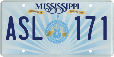 MS license plate ASL171