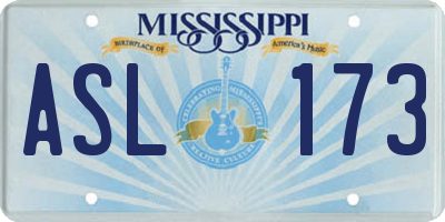 MS license plate ASL173