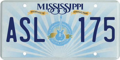 MS license plate ASL175