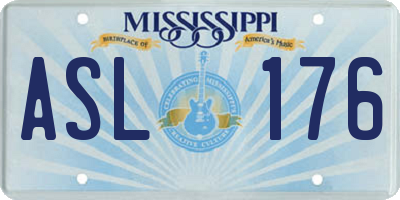 MS license plate ASL176