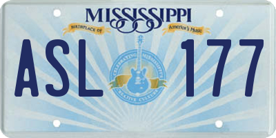 MS license plate ASL177