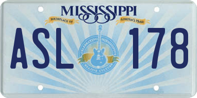 MS license plate ASL178