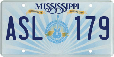 MS license plate ASL179