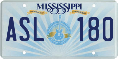 MS license plate ASL180