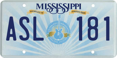 MS license plate ASL181