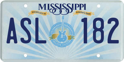 MS license plate ASL182