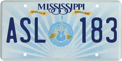 MS license plate ASL183