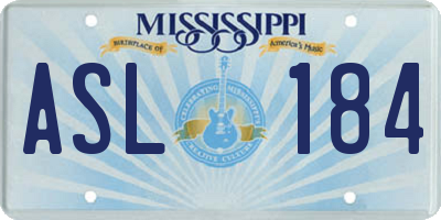 MS license plate ASL184